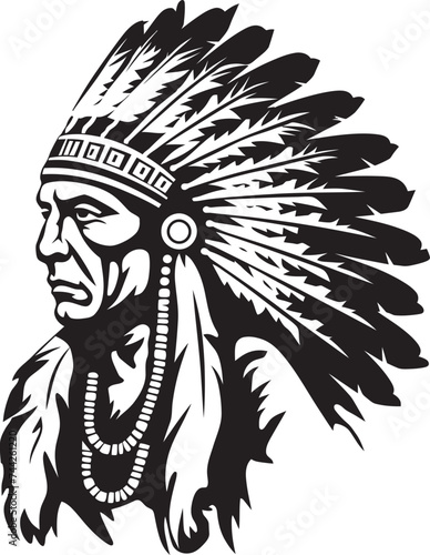 Warrior Wisdom Chief Logo Graphics Tribal Legacy Black Chief Icon