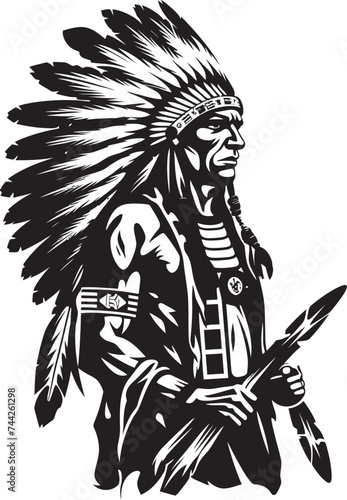 Chieftain Courage Chief Vector Icon Spirit Leader Black Emblem Design