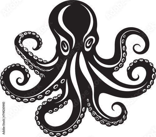 Abyssal Allegiance Iconic Vector Design Tentacle Triumph Black Octopus Graphics