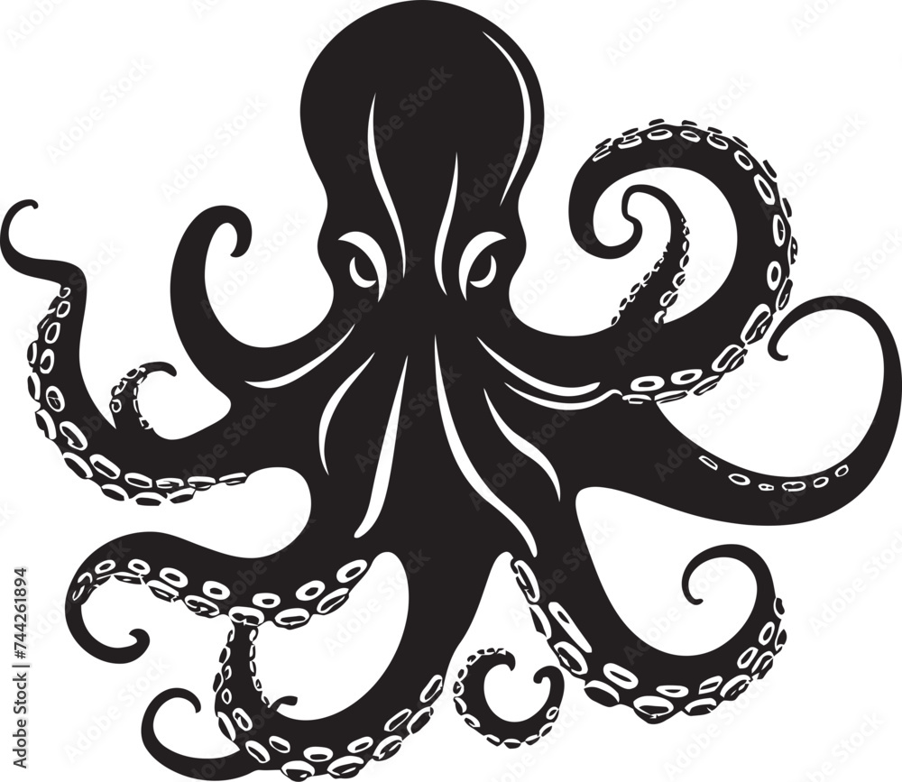Mystic Marine Vector Octopus Emblem Inkwell Innovator Black Logo Design Mystic Marine Vector Octopus Emblem Inkwell Innovator Black Logo Design