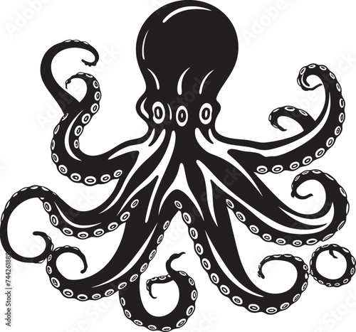 Tide Keeper Octopus Icon Emblem Ink Infusion Vector Octopus Design