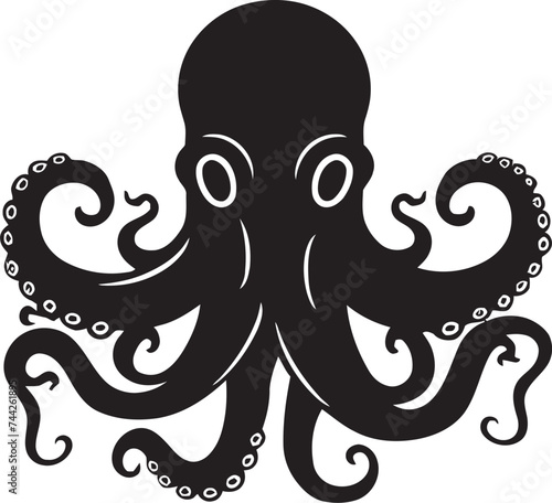 Oceanic Overture Octopus Emblem Design Tentacle Titan Iconic Black Logo