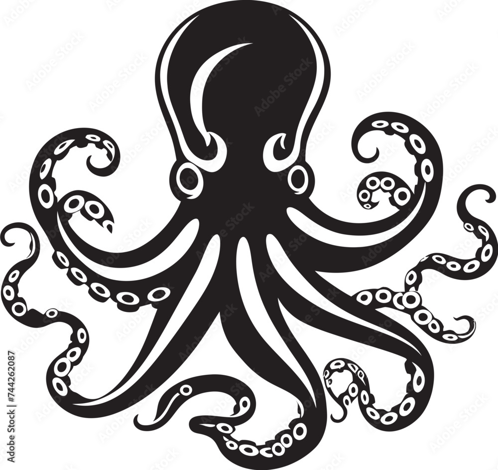Squid Sovereign Vector Logo Emblem Cephalopod Commander Black Icon Graphics Squid Sovereign Vector Logo Emblem Cephalopod Commander Black Icon Graphics
