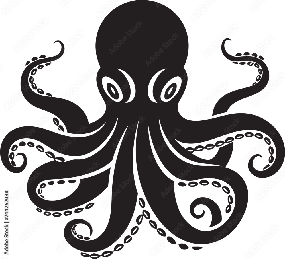 Squid Symphony Vector Octopus Logo Marine Majesty Black Logo Icon Squid Symphony Vector Octopus Logo Marine Majesty Black Logo Icon