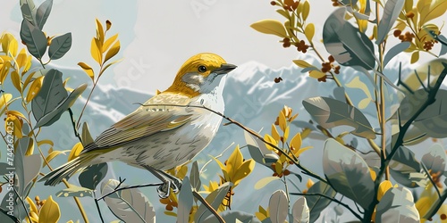 A verdin perches on vegetation in Mountains. animal wildlife photo