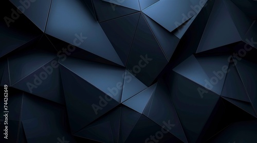 Modern black blue abstract background. Minimal. Color gradient. Dark. Web banner. Geometric shape. 3d effect. Lines stripes triangles. Design. Futuristic. Cut paper or metal effect - generative ai