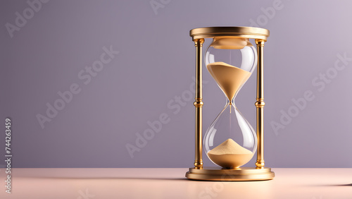 Bright Clean Pastel Background. 3D Modern Hourglass with Sand Countdown. Illustration of Modern Business Time Management for Appointments and Deadlines