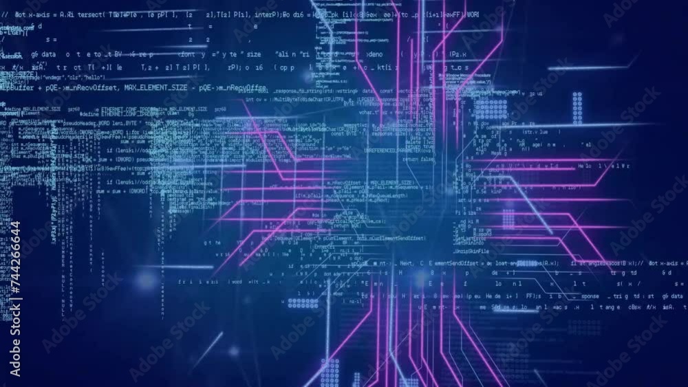Animation of digital data processing over circuit board Animation of digital data processing over circuit board
