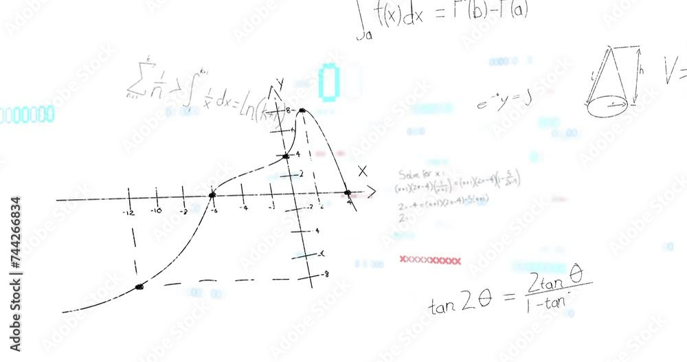 Animation of mathematical data processing over white background Animation of mathematical data processing over white background