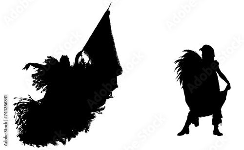 samba, baile, brasil, danza, carnaval, silueta, color, vector, pegatina, plumas, traje,  ilustracion, angel, diablo, pareja