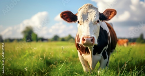 The Quintessential Portrait of a Perfect Cow in a Picturesque Field