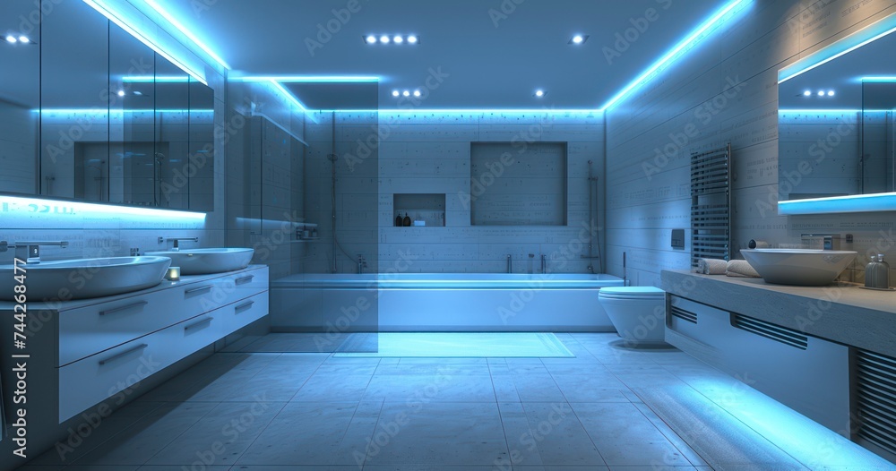 A Modern Bathroom Enhanced with Sophisticated LED Lighting A Modern Bathroom Enhanced with Sophisticated LED Lighting