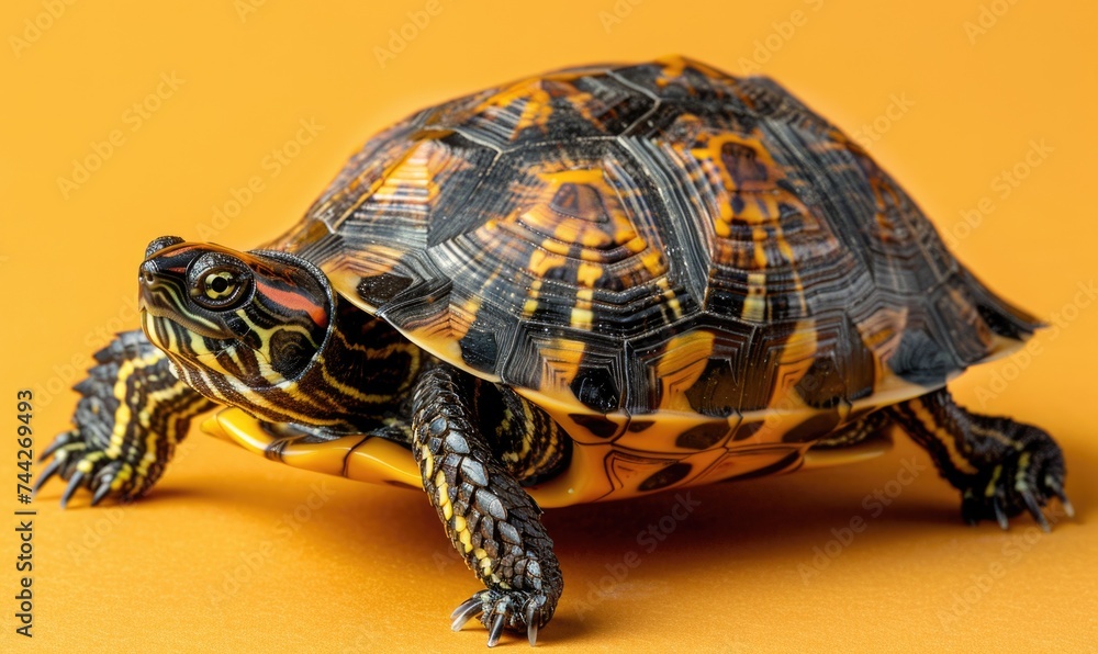 Obraz premium turtle on colorful background with space for text