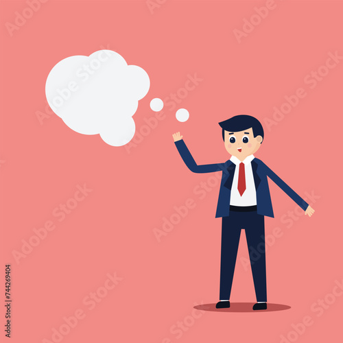 Vector illustration of a businessman talking, a businessman with a chat bubble, suitable for business content