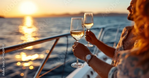 A Couple's Romantic Escape on a Yacht with Wine and Waves