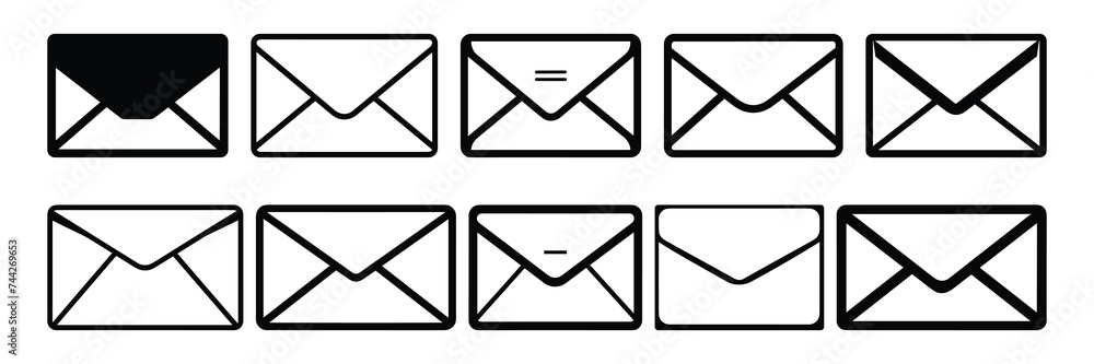 Message letter silhouettes set, large pack of vector silhouette design, isolated white background Message letter silhouettes set, large pack of vector silhouette design, isolated white background