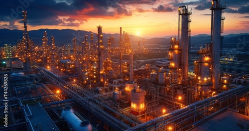 The Integrated Systems of a Petrochemical Oil and Gas Refinery Plant in Modern Industry © Ilham