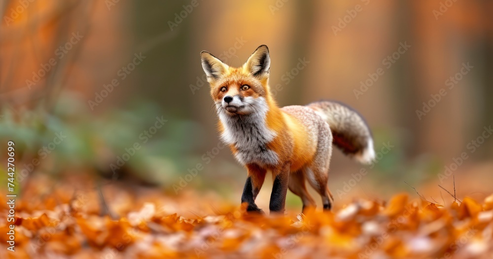 The Beauty of a Red Fox Blending into the Orange Tapestry of Fall