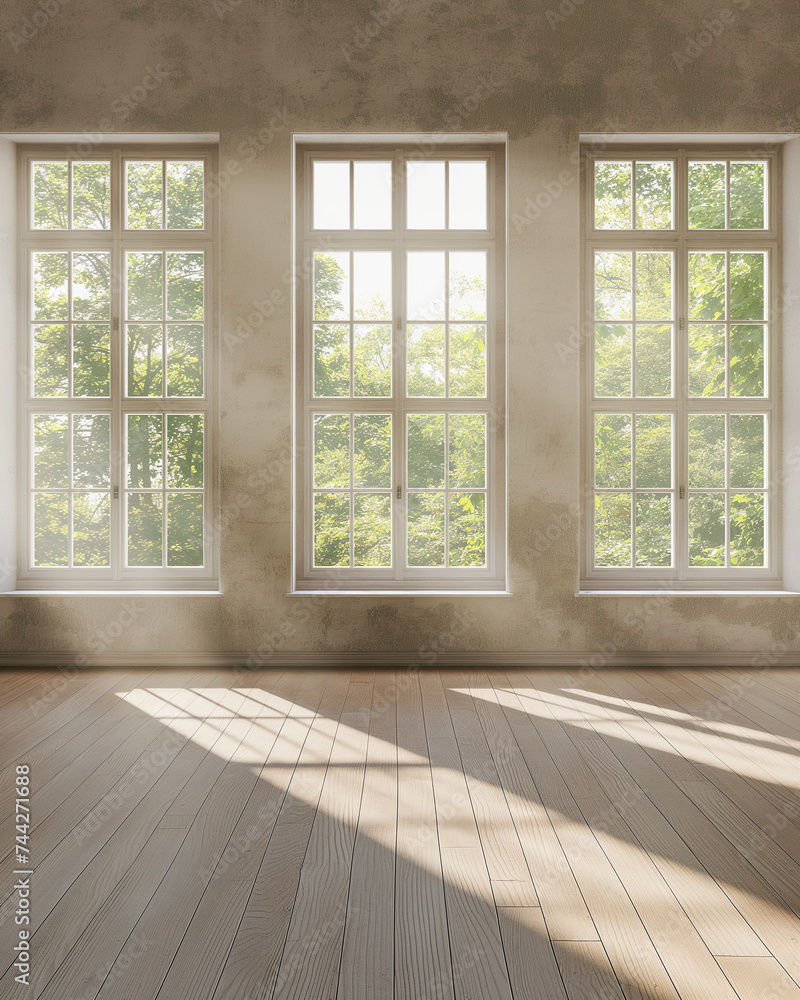 Interior of empty home living room with wooden floor Interior of empty home living room with wooden floor