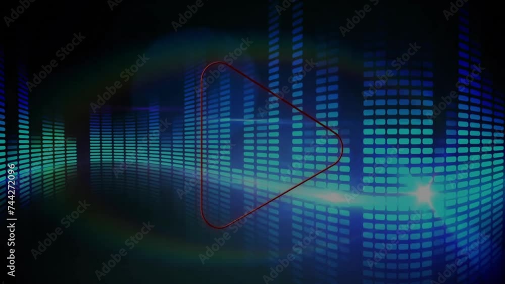 Animation of neon arrow over music columns Animation of neon arrow over music columns