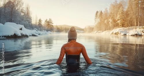 Chilled Challenge - A Mature Woman s Winter Swim in the Freezing Waters of an Icy Lake