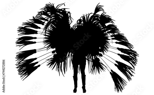 samba, baile, brasil, danza, carnaval, silueta, color, vector, pegatina, plumas, traje,  ilustracion, angel, diablo