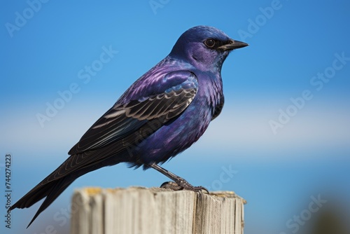 Purple martin bird. Avian adult flying. Generate Ai photo