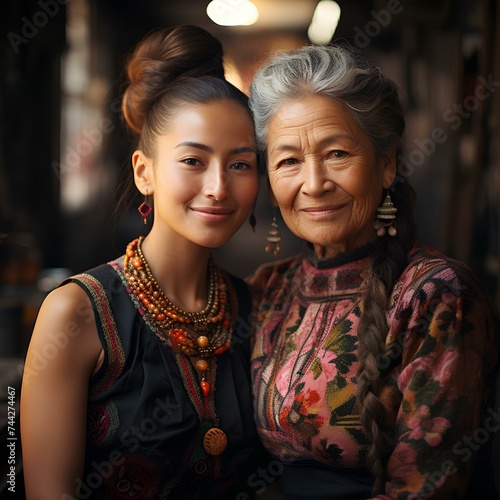 Mother and daughter, a Mexican Latina, hug each other, celebrating Mother's Day, which is celebrated on May 10