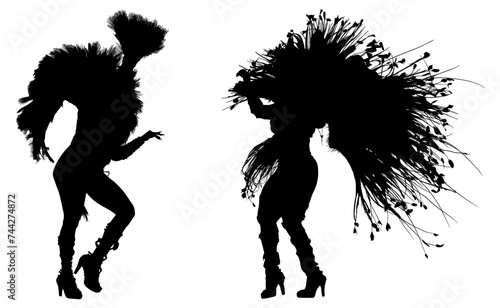 samba, baile, brasil, danza, carnaval, silueta, color, vector, pegatina, plumas, traje,  ilustracion, angel, diablo