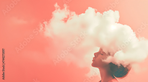 Woman Emitting Smoke Cloud From Head