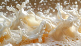 Closeup of a bursting bubble with a frothy texture resembling whipped cream.