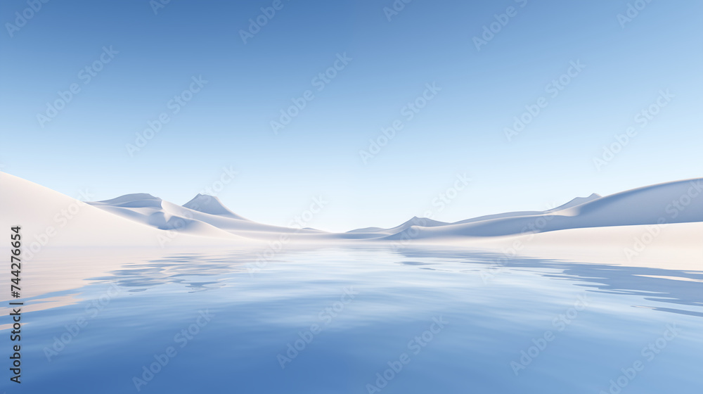 Serene mountain landscape with reflection on ice-cold water