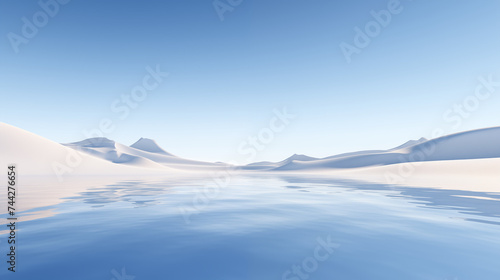 Serene mountain landscape with reflection on ice-cold water © Miva