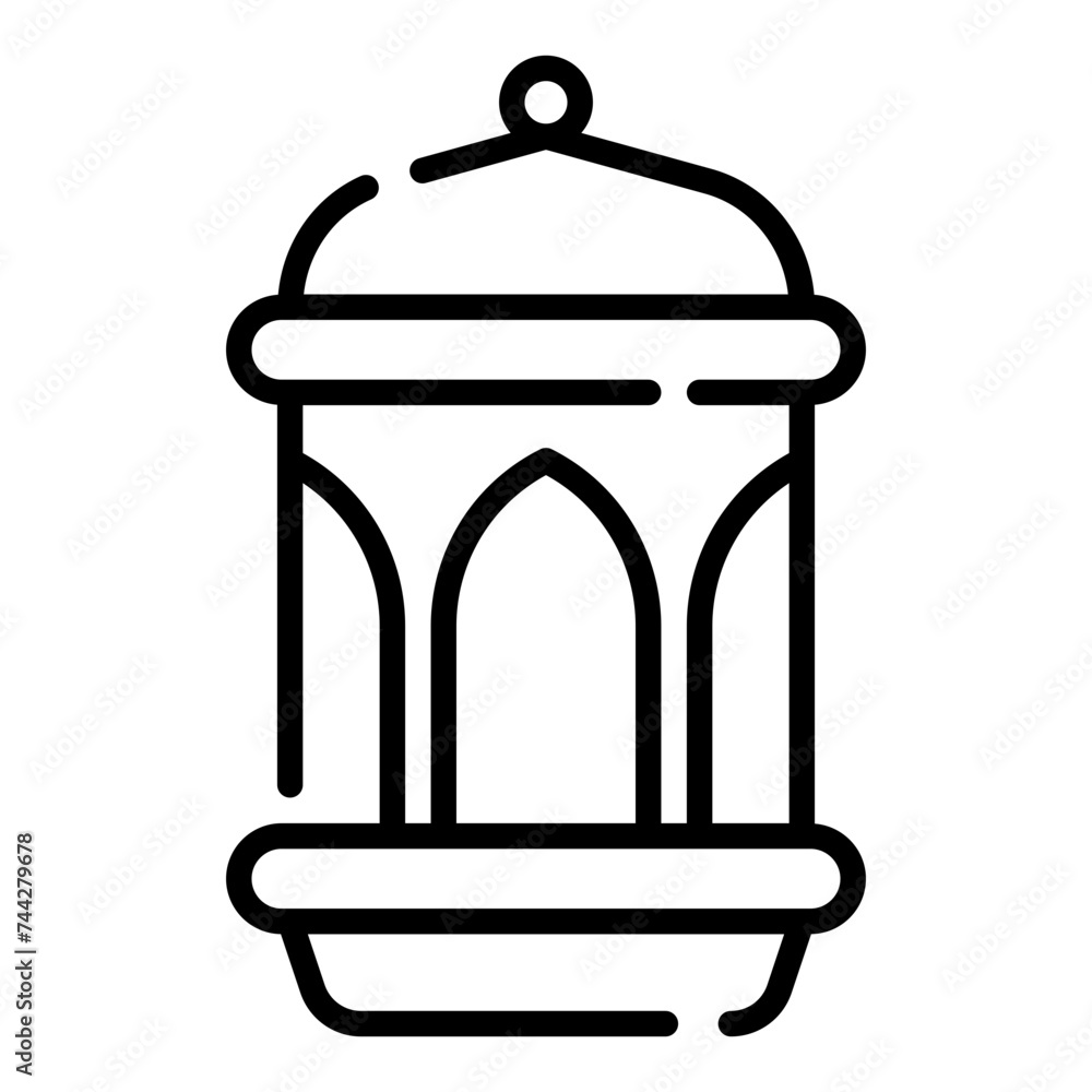 Arabic Lantern for Ramadan Simple Line Icon Logo Symbol