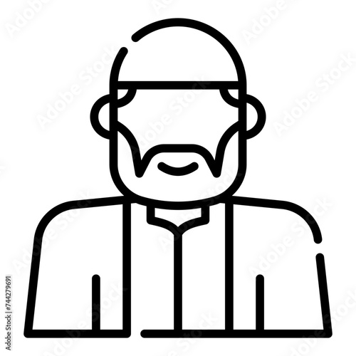 Muslim Man Simple Line Icon Logo Symbol