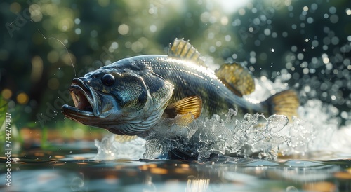 A determined carp leaps from its tranquil aquarium home, defying gravity to embrace the freedom of the wild, splashing triumphantly into the cool waters below