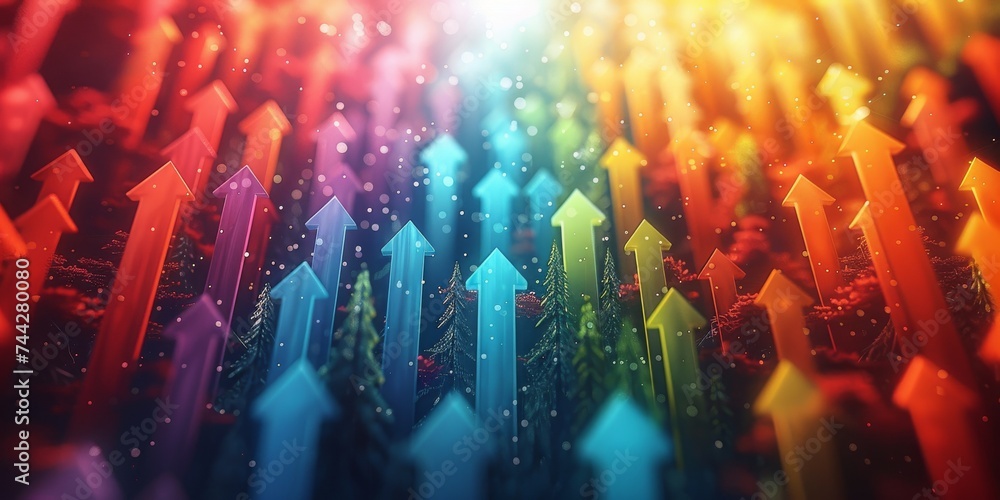 An explosion of vibrant hues and intricate designs, these arrows of light guide the viewer towards a kaleidoscope of abstract art An explosion of vibrant hues and intricate designs, these arrows of light guide the viewer towards a kaleidoscope of abstract art