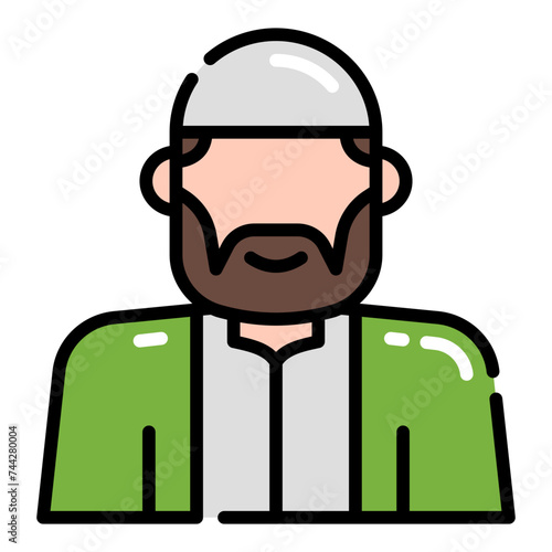 Muslim Man Simple Line Icon Logo Symbol