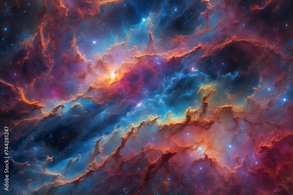 Vibrant Cosmic Nebula Amidst Starry Night Sky. Exploring the Wonders of the Universe Through Astronomy and Science. Supernova Inspiring Wallpaper
