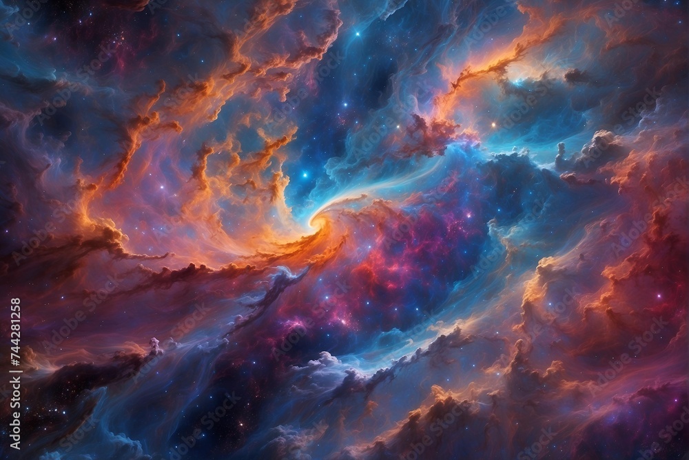 Vibrant Galactic Nebula Amidst Starry Cosmos: Astronomy, Science, and the Universe. Supernova Backdrop for Wallpaper