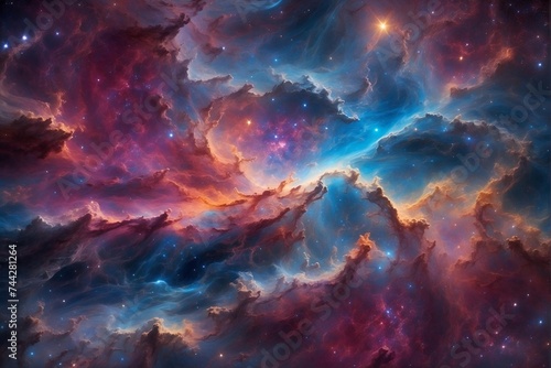 Vibrant Galactic Nebula Amidst Starry Cosmos: Astronomy, Science, and the Universe. Supernova Backdrop for Wallpaper © Eranga