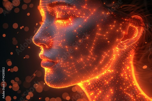 Humanoid robots facing each other, illustration