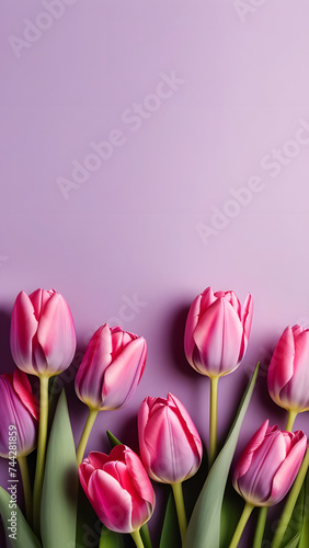 tulips on lavender background, instagram, story format