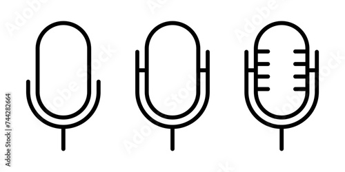 Set of microphone  mic icon vector. Voice recorder sign symbol. Editable stroke