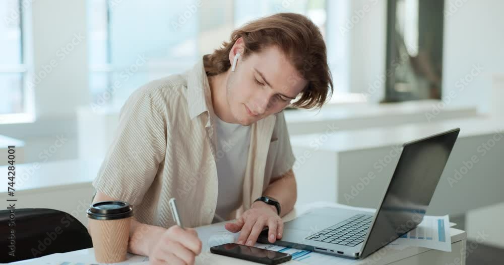 Typing, student and man with laptop, education and knowledge with project and university. Person, college and guy with computer and learning with internet, studying and email with research and tech Typing, student and man with laptop, education and knowledge with project and university. Person, college and guy with computer and learning with internet, studying and email with research and tech