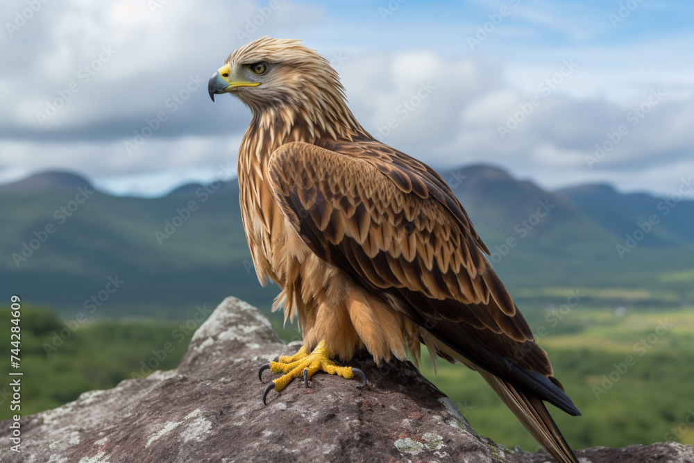 An eagle perched on a mountain rock. generative ai An eagle perched on a mountain rock. generative ai