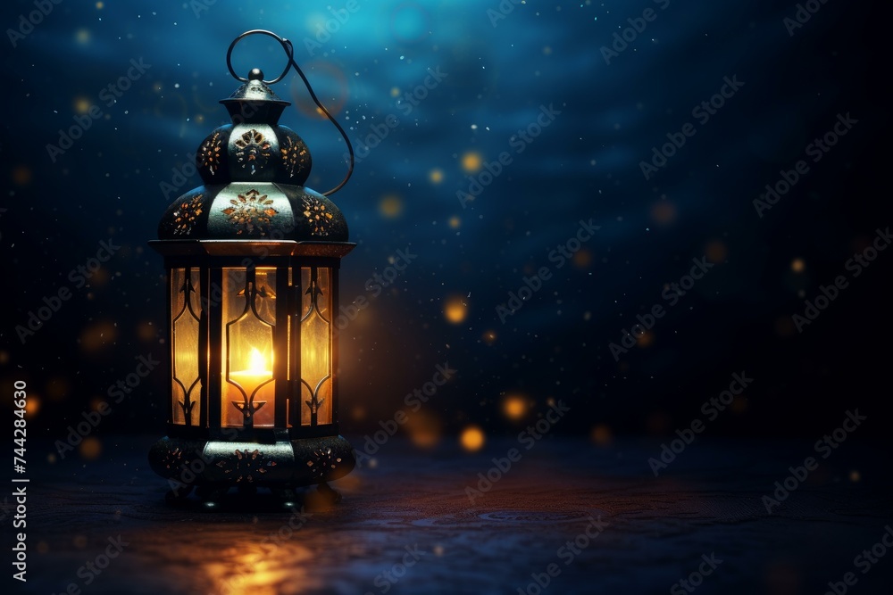 Ramadan lantern moon background. Night lamp holy evening moon. Generate Ai Ramadan lantern moon background. Night lamp holy evening moon. Generate Ai