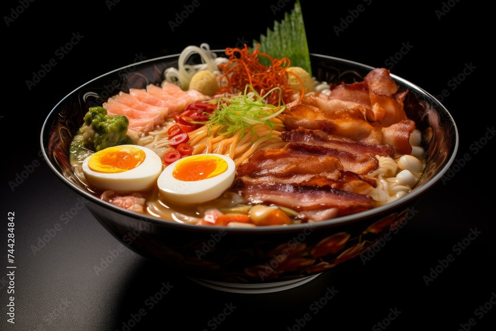 Ramen bowl. Noodle soup food. Generate Ai Ramen bowl. Noodle soup food. Generate Ai