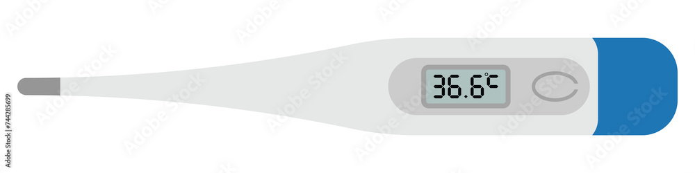 Thermometer flat design vector illustration. Medical digital thermometer for fever measurement diagnostic. Logo pictogram for medical and healthcare. Medical measuring device icon. Thermometer flat design vector illustration. Medical digital thermometer for fever measurement diagnostic. Logo pictogram for medical and healthcare. Medical measuring device icon.