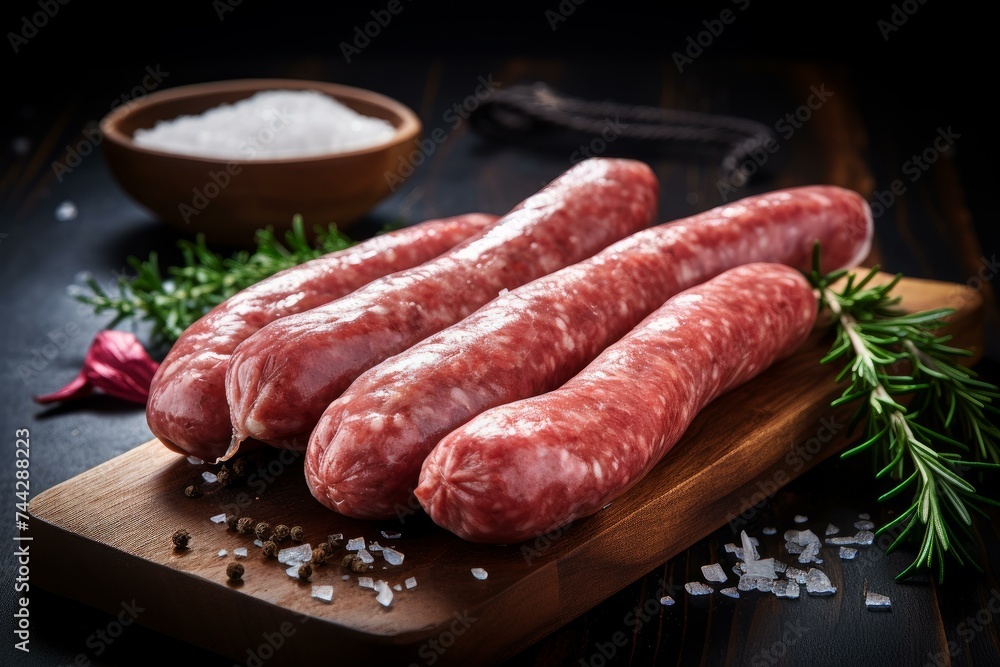 Raw homemade sausages. Raw beef. Generate Ai